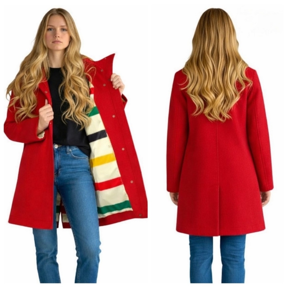 Pendleton Cascade Wool Blend Water Resistant Glacier Stripe Lining Jacket Red XL